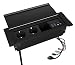 Produktbild ICY BOX Tischsteckdose mit USB, versenkbar, USB 3.0 Hub, Kartenleser, Audio, Dual Steckdose, Aluminium, Schutzklappe, Schwarz, IB-TS401-4