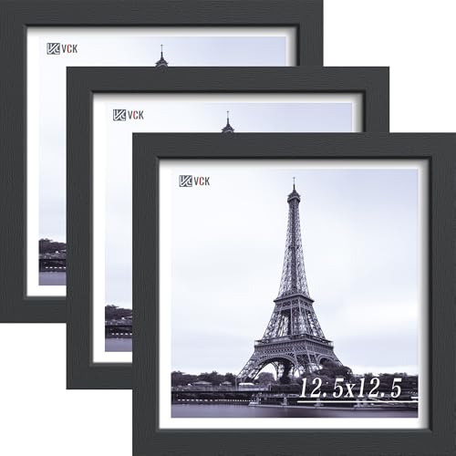 Image of VCK 12.5x12.5 Vinyl Frame 3 Pack, Black Wood 12.5 x 12.5 Record Frames for Wall Mount Album Cover Frames