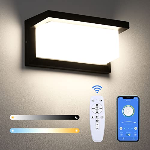 Lightsjoy 18W Au&szlig;enleuchte Dimmbar IP66 wasserdichte Au&szlig;enlampe mit 2,4G Fernbedienung/APP Steuerung 2700K-6500K einstellbar mit Timer, Sprachsteuerung,f&uuml;r Garten, Innenhof