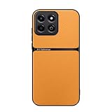 Kepuch Case Compatible for Honor 200 Smart/Honor X7c - Litchi Grain Magnetic Holder Built-in Metal Plate Cover Bumper - Yellow