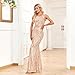 YHHOWEP Glitter Formal Dresses Long Evening Gowns Bodycon Mermaid Sparkly Sequin Boat Neck Sleeveless Cocktail Party Dress Gold S