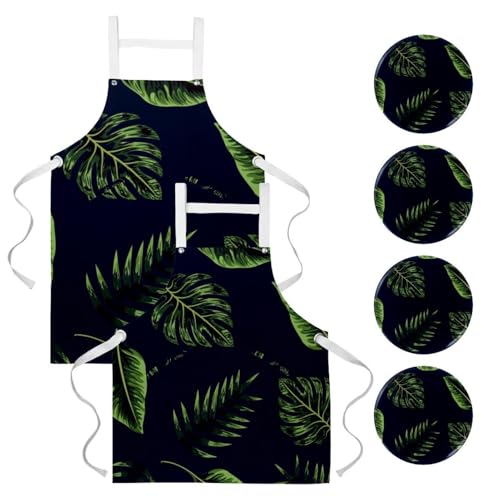 Tablier de cuisine pour restaurant et bistrot, lot de 2 avec broches de fixation
