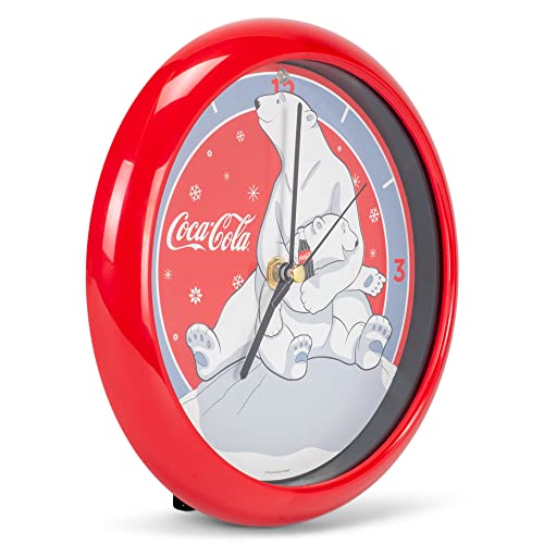 Coca Cola Polar Bear Hugs Festive Red 8 Inch Holiday Carol Sound Clock #TOP1
