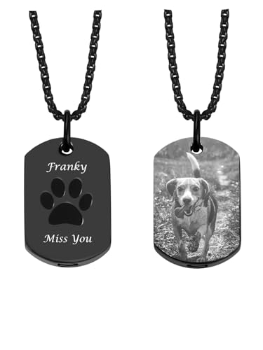 Zysta Urnen Anhänger mit Foto Gravur Asche Kette zum Befüllen Dog Tag Ascheamulett Edelstahl Hund Haustier Memorial Schmuck Personalisierte Geschenk