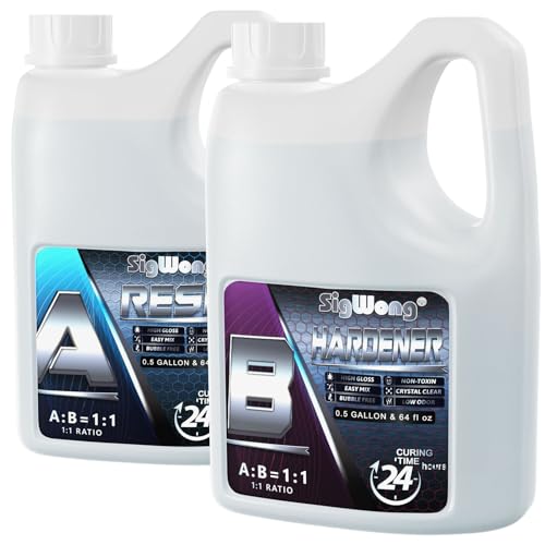 Epoxy Resin 1 Gallon - Crystal Clear Epoxy Resin Kit, No Yellowing No Bubble Easy to Mix 1:1 Ratio Art Resin Casting Resin for Art Crafts, Jewelry Making, River Tables, Wood & Resin Molds