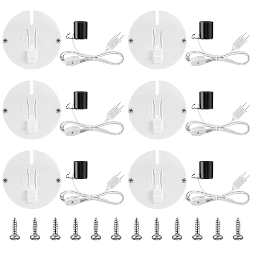 Meonum Blow Mold Light Kit Replacement, E27 E26 Single Light Cord Kit with Switch Fuse Plug, for Indoor Outdoor Halloween Christmas Village House Craft Decorations and Salt Lamp(6 Set)
