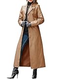 utcoco Womens Faux Leather Trench Coat Classic Lapel Button Down Maxi Jacket 2025 Stylish Overcoat (Medium, Brown)