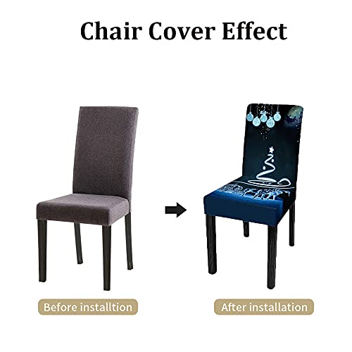 Housse de chaise de salle à manger extensible en spandex imprimé Noël - 3
