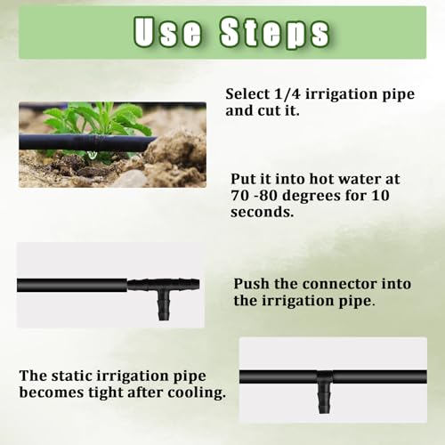 Ruibapa 220Pcs Barbed Connectors Irrigation Fittings Kit,Irrigation Connector for 1/4\" Tubing Garden Lawn Irrigation,End Plug,Barbs,Straight Barbs,Single Barbs,4-Way Coupling,Tees