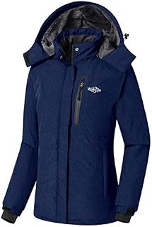 Wantdo Women's Waterproof Fleece Lined Parka Windproof Ski Jacket Navy, Small