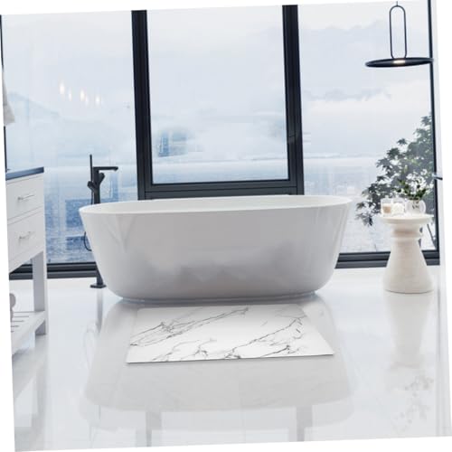 Tapis en cuir PU aspect marbre blanc luxury chic 60x40 cm