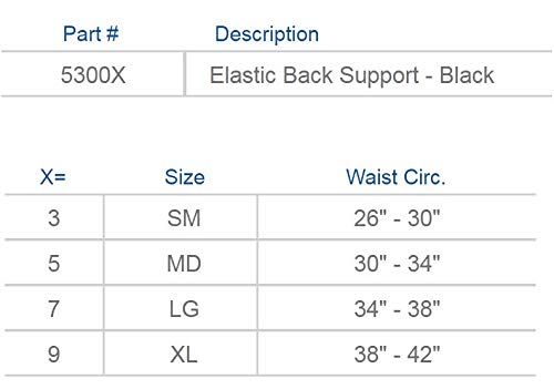United Ortho 55009 Elastic Back Support, Black, X-Large