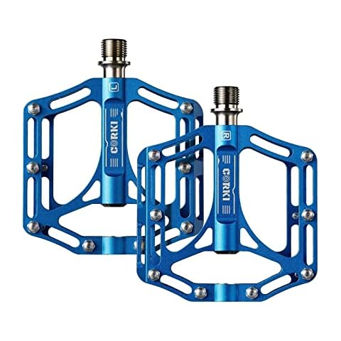 Corki Cycles Fahrrad Pedale Rennrad Pedale Titan MTB Pedale Plattform Pedale Ultraleicht Anti-Rutsch Fahrrad Pedale 9/16 Zoll Cover