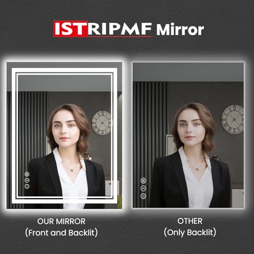 ISTRIPMF 32 x 36 Inch LED Bathroom Mirror, Front Light and Backlit Anti-Fog Dimmable Memory Lighted Vanity Mirror, Shatterproof Wall-Mounted Led Mirror for Bathroom by ISTRIPMF - Image 2