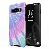 Glitbit Compatible with Samsung Galaxy S10 Plus Case Tie Dye Trippy Colorful Swirl Ombre Holography Hippe Acid Lsd Pastel Vaporwave Shockproof Dual Layer Hard Shell + Silicone Protective Cover