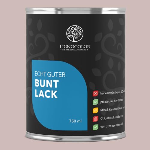 Lignocolor Buntlack matt (750 ml, Baby Rose) | hochbeständiger Lack für Holz, Metall, Kunststoff & â€¦ – Miniatur