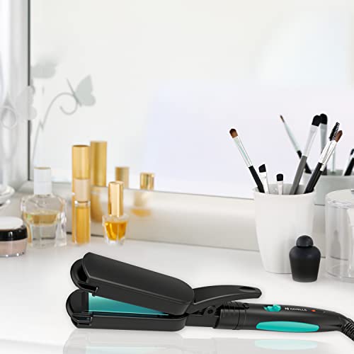 Image of Havells HC4043 3 in 1 Hair Styler - Straightener, 19mm Curler, Crimper for Multiple Styles - (Blue /Black)