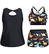Holipick Women Plus Size 3 Piece Tankini Swimsuits Tummy Control Bathing Suits with Boy Shorts Ta...