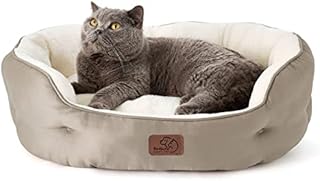 Bedsure Large Cat Bed Washable - Pink Cat Bed for Indoor Cats and Kitten, Small Cat Bed Sofa with Slip-Resistant Bottom for Puppy Dogs, Gift For Small Pets and Cat, Round, 51x48x15cm