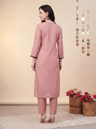 Image of INDO ERA Women's Silk Blend Paisley Embroidered Zari Work Kurta & Pant with Dupatta Set (IEBBAI389)