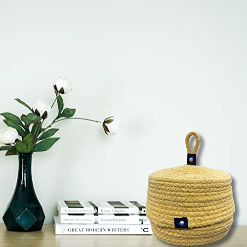 Image of Multi-Purpose Essential Jute Basket With Lid Storage Baskets For Bathroom Living Room & Kitchen | Organizer Box | Storage And Organizer Box (Yellow)