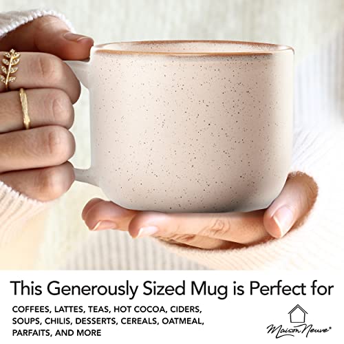 Maison Neuve Riverside Collection 4-Piece Mug Set - Hand Crafted Ceramic Stoneware Mug Set, Modern Dining Mugs, Large & Multipurpose Shape Mugs, Microwave & Dishwasher Safe - Rosewater Pink, 16 Oz. #TOP1