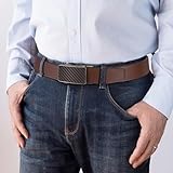 LEACOOLKEY Men's leather belt with slide automatic, Adjustable Ratchet Belt 35mm for men for business casual - Image 2