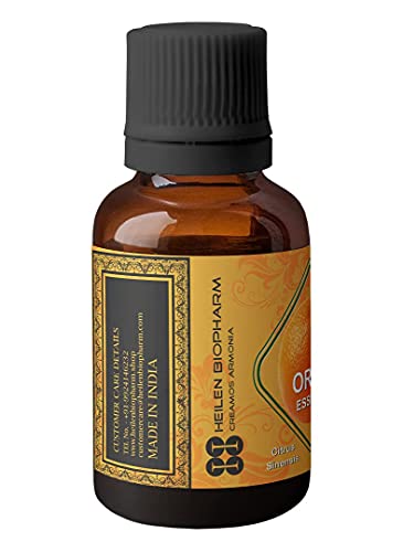 Image of Heilen Biopharm Orange Essential Oil -15 mL Bottle Pack of 1, Food Grade Edible For Radiant Skin, Soothing, Nourishing, Smoothening, Softening, Brightening, Inner Balance