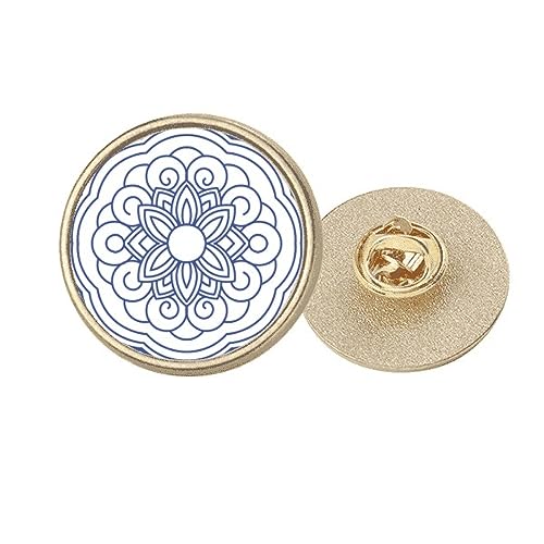 Broche fleur bleu chinois métal doré : finis les trous dans vos vêtements fins