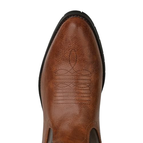 Image of femflame Cowboy Boots for Men Round Toe Distressed Work boots Embroidered Western Boots Traditional Country Boot