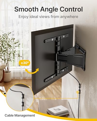 Image of monTEK 0.77 inch Ultra Slim TV Wall Mount for 43-90 Inch TVs, Swivel & Tilt & Leveling & Extension Wall Mount TV Bracket with Articulating Dual Arms, Low Profile Full Motion tv Mount, 4X Weight Tested