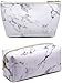 Produktbild BETOY 2 Stück Kosmetiktaschen,Mäppchen Marmor Kosmetik Reise Kulturbeutel Make Up Bag Schminktasche, Pinselbeutel Kosmetiktasche aus PU-Leder Wasserdichte Mäppchen für Damen Waschbeutel