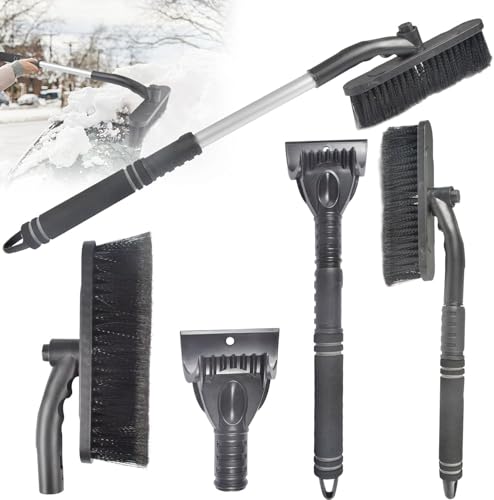 2 en 1 Grattoir à Glace et Brosse à Neige, Grattoir Pare Brise, Gratte Givre Voiture Amovible, Pelle à Glace et Neige TéLescopique, Grattoir à Glace Longue avec Poignée, Gratte Givre Voiture