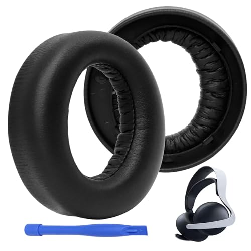 Ersatz Ohrpolster für Sony PlayStation 5 Pulse 3D Wireless Headset, 1 Paar Weiche Ohrpolster aus Proteinleder mit Memory Schaum, Langlebige Ersatzpolster für PS5 Kopfhörer in Schwarz