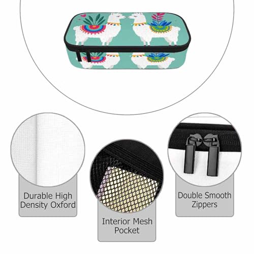 Image of Alpaca Pencil Case Organizer Llama Love Animal Leaves Green Stationery Box Makeup Box School Supply for Boy Girl Men Women