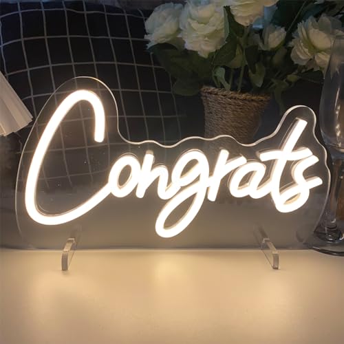Image of Congrats Table Number Neon Sign Desk Lamp Night Light Wedding Letter LED Neon Sign Wedding Table Decorations Neon Light Shop Bedroom Home Room Decor Christmas Party Warm White USB 30x16.5 CM