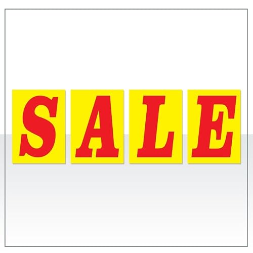SALE Letter Sign Set, Red on Yellow, 4-Piece for Car Dealership Lot Advertising