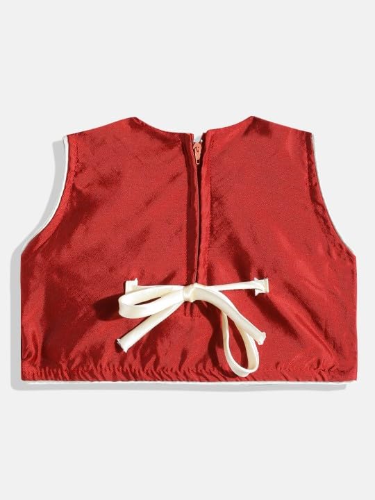 Aarika Girls Ethnic Wear Red-Yellow Colour Solid Silk Lehenga Choli Set-(1 Years-3 Years)-(Lch-Shm-7004-Red-20)