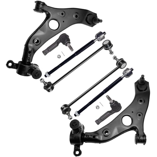 Image of Detroit Axle - 8pc Front End Kit for 2013 2014 2015 2016 Mazda CX-5, 2 Lower Control Arms with Ball Joint Assembly 2 Sway Bar Links 4 Outer Inner Tie Rods Replacement