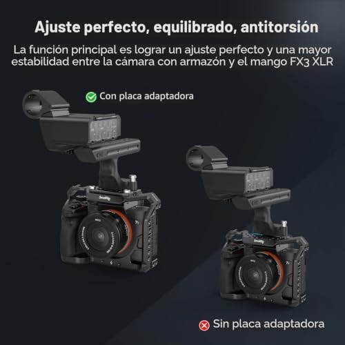 Soporte de aluminio SMALLRIG MD4019 para adaptar interfaz FX3 XLR en jaula Sony A7M4 6