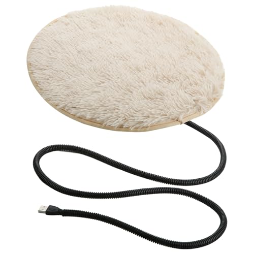 Machify Cama térmica para gatos y perros, redonda de 40 cm, carga USB, almohadilla térmica para mascotas, felpa suave, temperatura constante, calienta a las mascotas a través del clima frío
