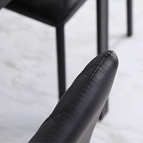 HOMCOM Modern Dining Chairs Upholstered Faux Leather Accent Chairs with Metal Legs for Kitchen, Set of 4, Black