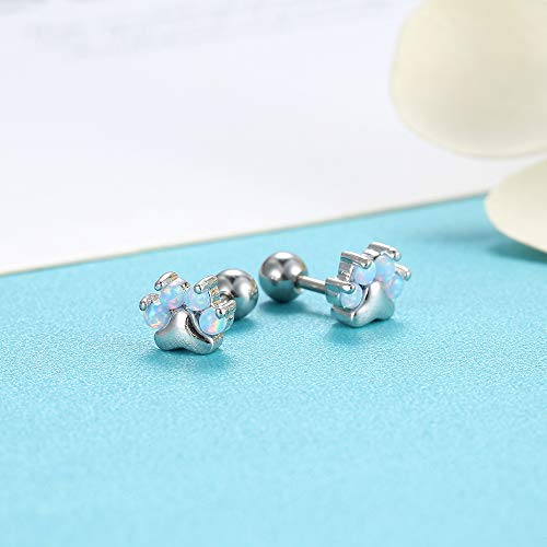 Candyfancy Dog Cat Paw Earrings Surgical Steel 18G Cartilage Earrings Blue Opal Helix Conch Barbell Piercing Jewelry Women #TOP1