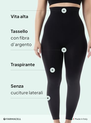 FarmaCell 133 (Nero, S/M) Leggings Vita Alta massaggianti Fuseaux Dimagranti Anti Cellulite - 4