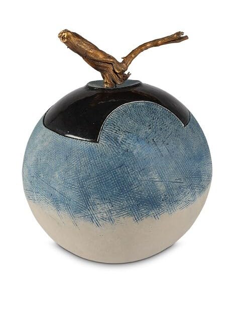 Urne cendres en céramique Fusi Bleu pour salon ou columbarium