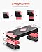 VEVOR Aerobic Exercise Step Platform, 28-Inch Workout Aerobic Stepper, Height Adjustable Fitness Training Step Deck Trainer with 4 Risers, Non-Slip Surface Bench for Home Gym Cardio Strength, Red