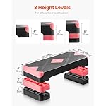 VEVOR Aerobic Exercise Step Platform, 28-Inch Workout Aerobic Stepper, Height Adjustable Fitness Training Step Deck Trainer with 4 Risers, Non-Slip Surface Bench for Home Gym Cardio Strength - Image 4