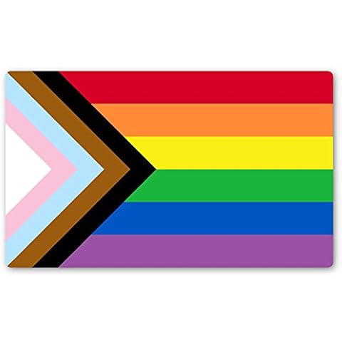 Progress Pride Rainbow Flag Sticker | Show Your Love for The LGBT Family with This Vinyl Decal on Your Laptop, Car Bumper, or Hydro-Flask (3 X 5 Inch) Cover