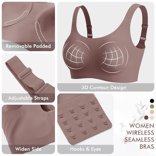 Image of Ganado Jelly Bras for Women No Underwire Wireless Seamless Push Up Bra Full Coverage Tshirt Bras Supportive Padded Bra