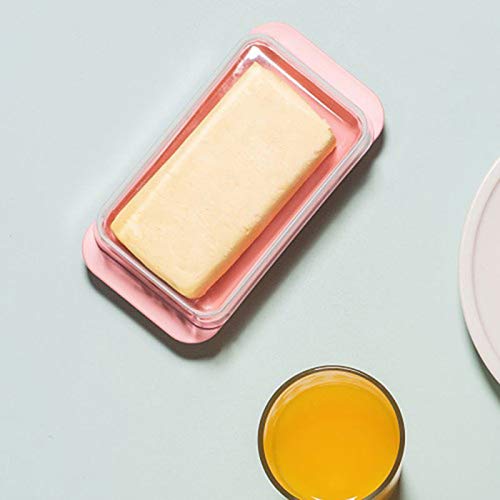 Kit Porta Pão e Manteigueira Rosa com Tampa Acrílico